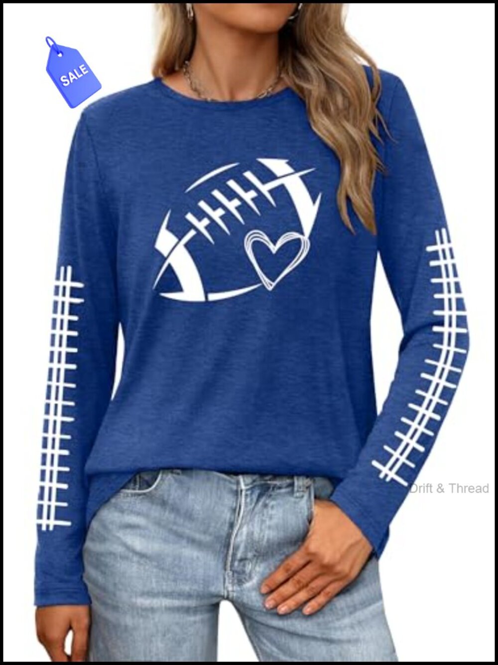 Womens Game Day Football Graphic Long Sleeve T-Shirt Rugby Top